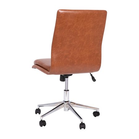 Flash Furniture Cognac Mid-Back Armless LeatherSoft Office Chair GO-21111-BR-GG